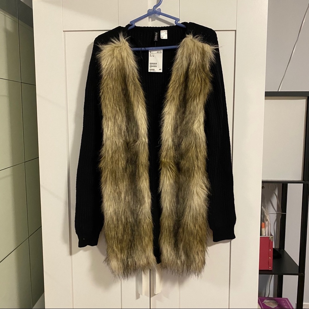 NWT HM Faux Fur cardigan
